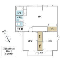 ソシアA 2LDKの間取図画像