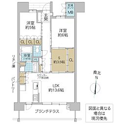 アネージュ鮎川イーストヴィラ 2SLDKの間取図画像