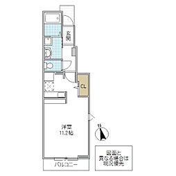モンドロッソ ワンルームの間取図画像