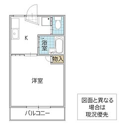 天神荘 1Kの間取図画像