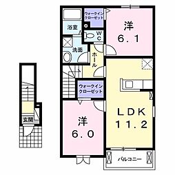 メゾン・ド・エレガン3 2LDKの間取図画像