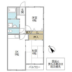オークパレス川尻 3DKの間取図画像