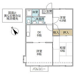 ウェストハイマー 3DKの間取図画像