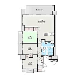 プレミスト和泉府中 3LDKの間取図画像