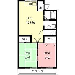 吉田グリーンハイツ2 2DKの間取図画像