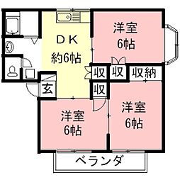 セジュール馬渕 3DKの間取図画像