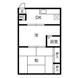 華陽ビル 2DKの間取図画像