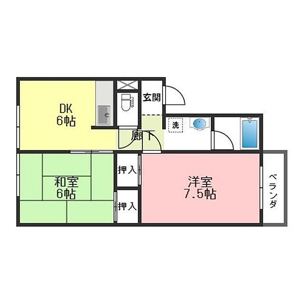 サンティーヌ神山 ｜岐阜県岐阜市上土居4丁目(賃貸アパート2DK・1階・43.60㎡)の写真 その2