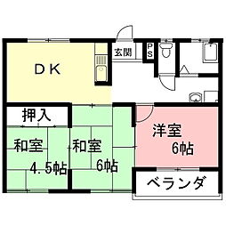 ロイヤル渡辺 3DKの間取図画像