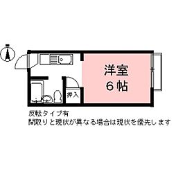シャンポール21 1Kの間取図画像