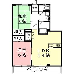 パークサイド蝉丸 2LDKの間取図画像