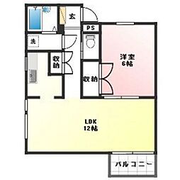 R・WING2 1LDKの間取図画像