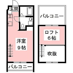 UD翔南鶉 ワンルームの間取図画像