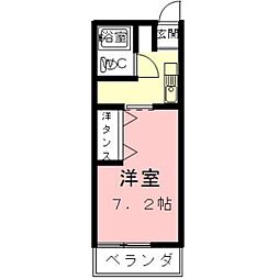 シティハイム城南B 1Kの間取図画像