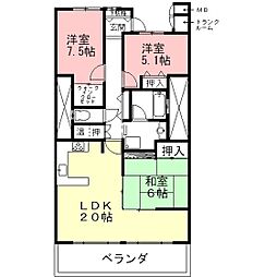 キャッスルハイツ岐阜西 3LDKの間取図画像