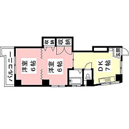 アロマージュフォレスト 2DKの間取図画像