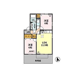 カトルセゾン 2LDKの間取図画像