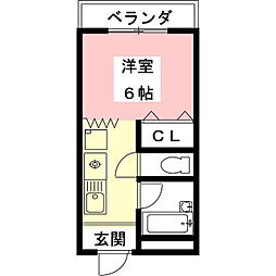 ASANO2 1Kの間取図画像