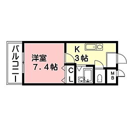 プラスオーツービル 1Kの間取図画像