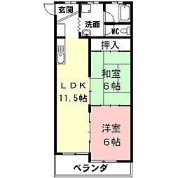 カワセコーポ 2LDKの間取図画像