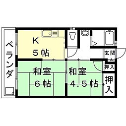 宇留野ビル 2Kの間取図画像