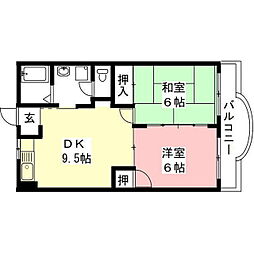 ファミール上松 2DKの間取図画像