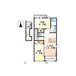 グリーン川島 2LDKの間取図画像