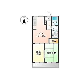 アーバンハイムサカイA 2DKの間取図画像