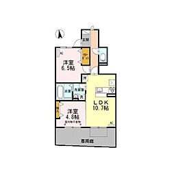 マイスター蔵前B棟 2LDKの間取図画像