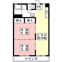 幸和レジデンス 2LDKの間取図画像