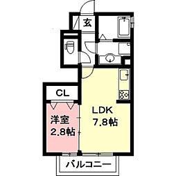 G-room飯柄B 1LDKの間取図画像
