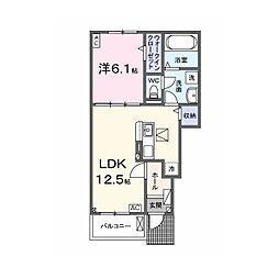 岐阜市領下アパート 1LDKの間取図画像