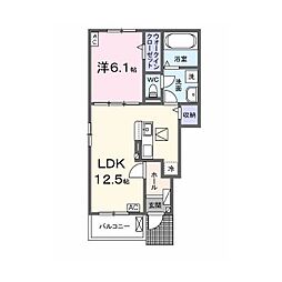 岐阜市領下アパート 1LDKの間取図画像