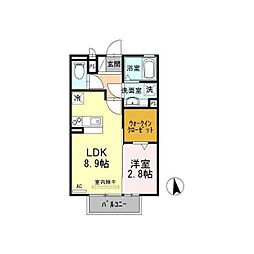 フレーズB 1LDKの間取図画像