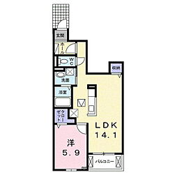 ハーベストB 1LDKの間取図画像