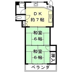 曙荘 2DKの間取図画像