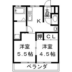 大野ビル 2Kの間取図画像
