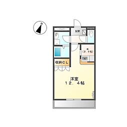 トレゾア 1Kの間取図画像