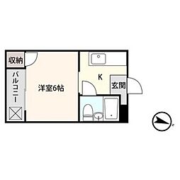 アシスト第3岐阜マンション 1Kの間取図画像