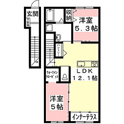 リヴィエール 2LDKの間取図画像