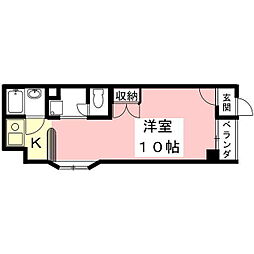 コートエバーグリーン ワンルームの間取図画像