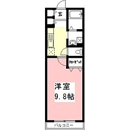 アンジュ 1Kの間取図画像