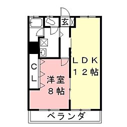 第二常磐ハイツ 1LDKの間取図画像