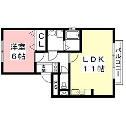 サンDEセジュール 1LDKの間取図画像