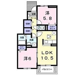 エーオースクエア-B 2LDKの間取図画像