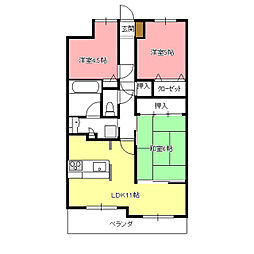 藤和シティコープ岐阜 3LDKの間取図画像