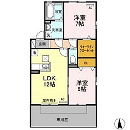 ウィルモア小野A 2LDKの間取図画像