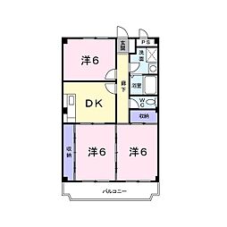 サンライズマンション 3DKの間取図画像