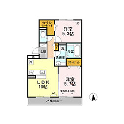 エルヴィータ和み 2LDKの間取図画像