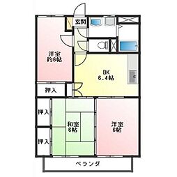 ア・ドリーム多田 3DKの間取図画像